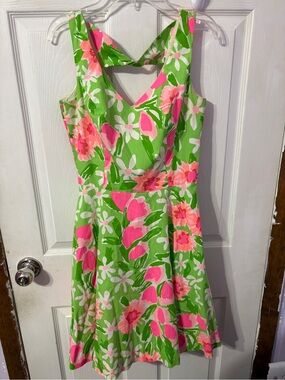 Lilly Pulitzer Green Dress with Pink Floral Print